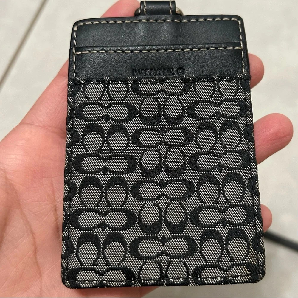 COACH Signature Black Mini C ID Lanyard